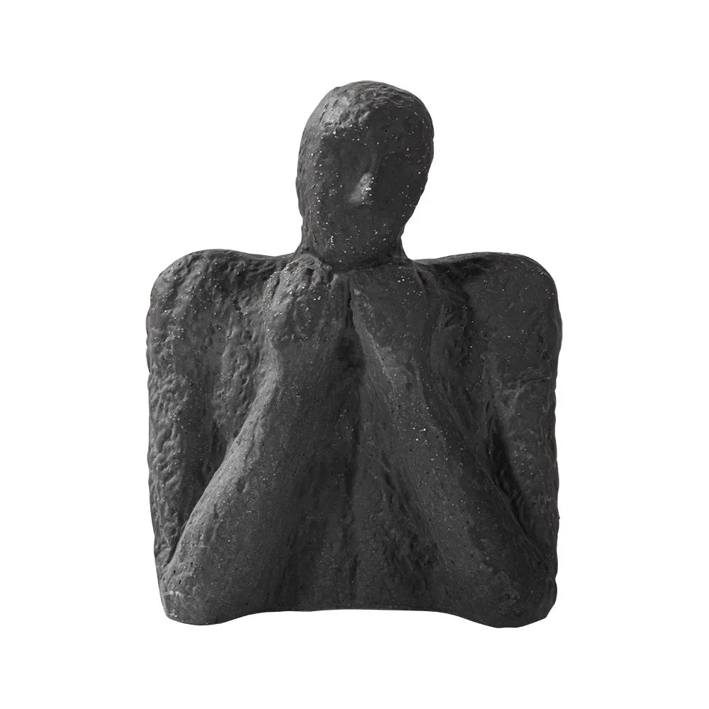 Ceramic Ornaments Abstract Portrait Sculpture Black Thinking Figures Decorative Figurines Home... - House Of Avana
