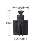 Ceramic Ornaments Abstract Portrait Sculpture Black Thinking Figures Decorative Figurines Home... - House Of Avana