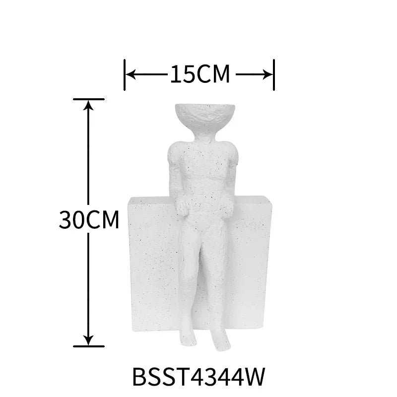 Ceramic Ornaments Abstract Portrait Sculpture Black Thinking Figures Decorative Figurines Home... - House Of Avana