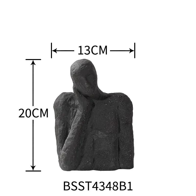 Ceramic Ornaments Abstract Portrait Sculpture Black Thinking Figures Decorative Figurines Home... - House Of Avana