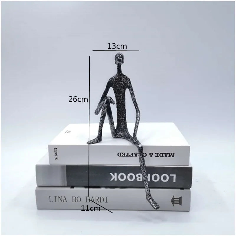 Creative Abstract Metal Human Sculpture Cast Iron Black Person Desktop Ornament Living Room Decoration... - House Of Avana