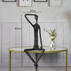 Creative Abstract Metal Human Sculpture Cast Iron Black Person Desktop Ornament Living Room Decoration... - House Of Avana