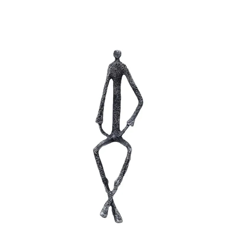 Creative Abstract Metal Human Sculpture Cast Iron Black Person Desktop Ornament Living Room Decoration... - House Of Avana