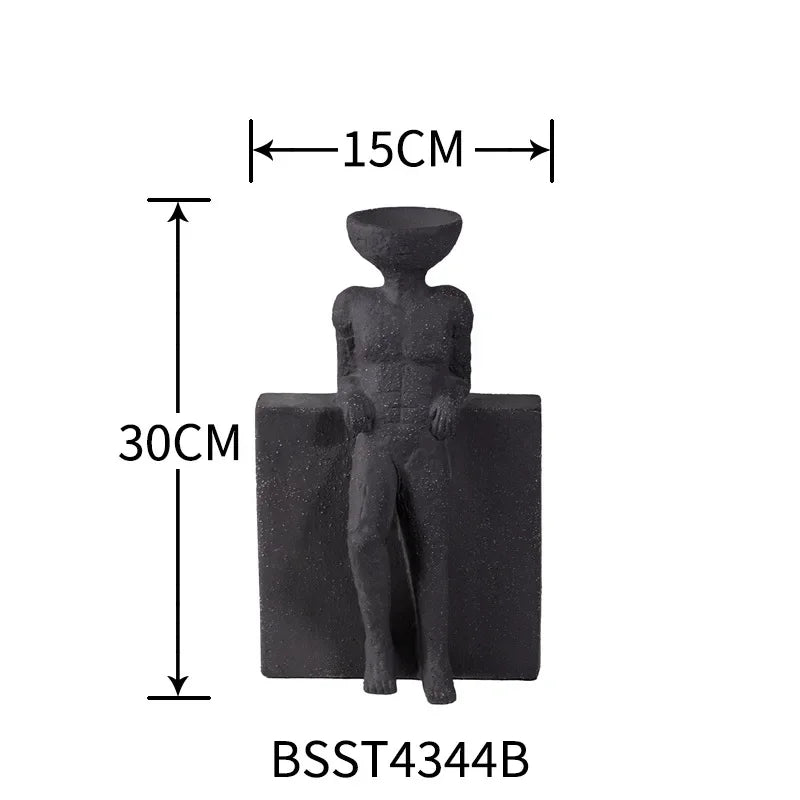 Abstract Sculpture - Black Figurine Modern Decor, angled view - House Of Avana