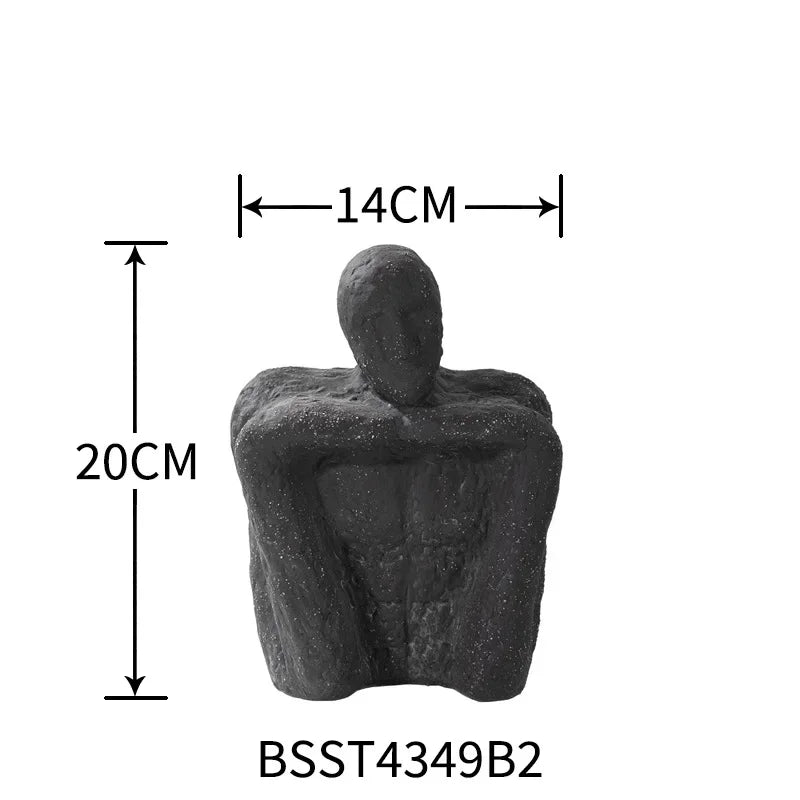 Abstract Sculpture - Black Figurine Modern Decor, texture detail - House Of Avana