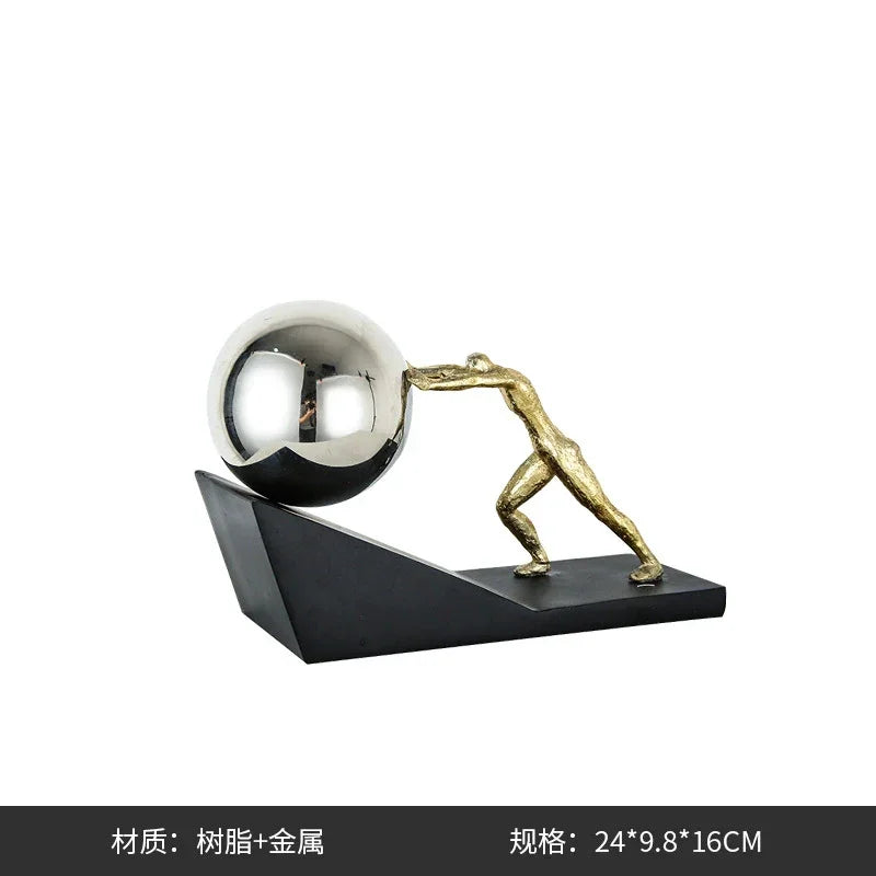 Abstract Minimalist Cast Iron Black Sculpture Hanging Feet Sitting Posture Character Ornaments Living... - House Of Avana