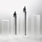 Abstract Minimalist Cast Iron Black Sculpture Hanging Feet Sitting Posture Character Ornaments Living... - House Of Avana