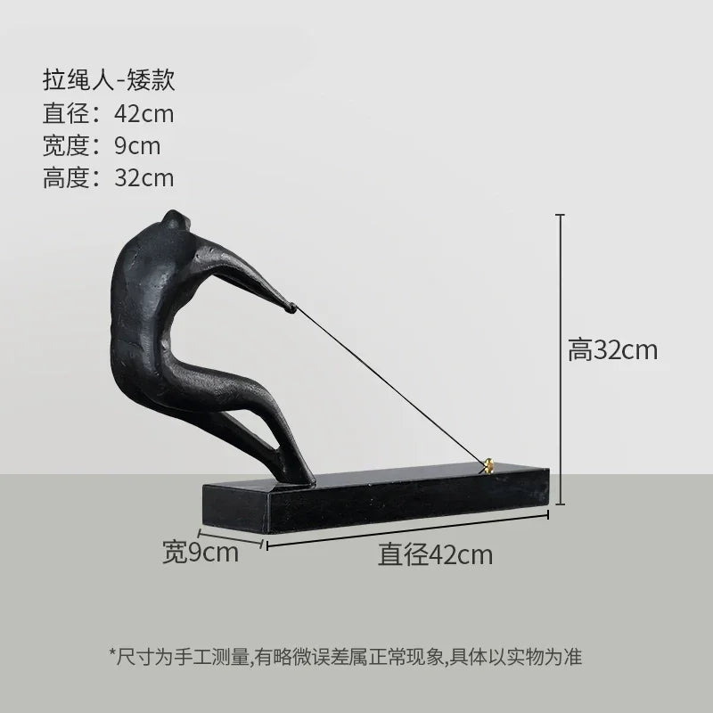 Abstract Minimalist Cast Iron Black Sculpture Hanging Feet Sitting Posture Character Ornaments Living... - House Of Avana