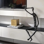 Abstract Minimalist Cast Iron Black Sculpture Hanging Feet Sitting Posture Character Ornaments Living... - House Of Avana