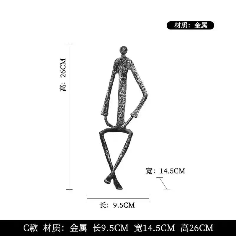 Modern Black Figure - Abstract Iron Sculpture, angled view - House Of Avana