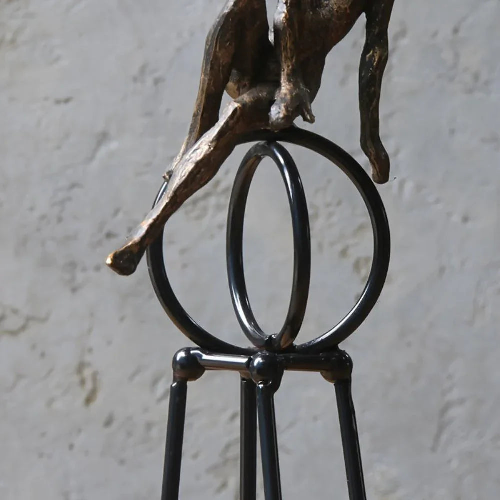 Modern Iron Sculpture - Abstract Figure Black, angled view - House Of Avana