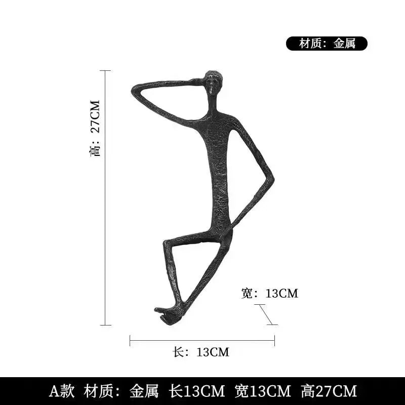 Modern Black Figure - Abstract Iron Sculpture, angled view - House Of Avana
