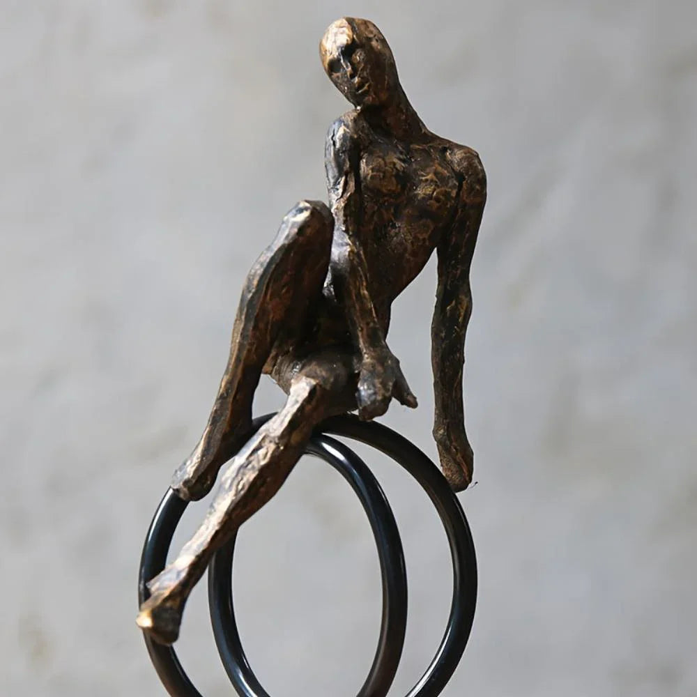 Modern Iron Sculpture - Abstract Figure Black, angled view - House Of Avana