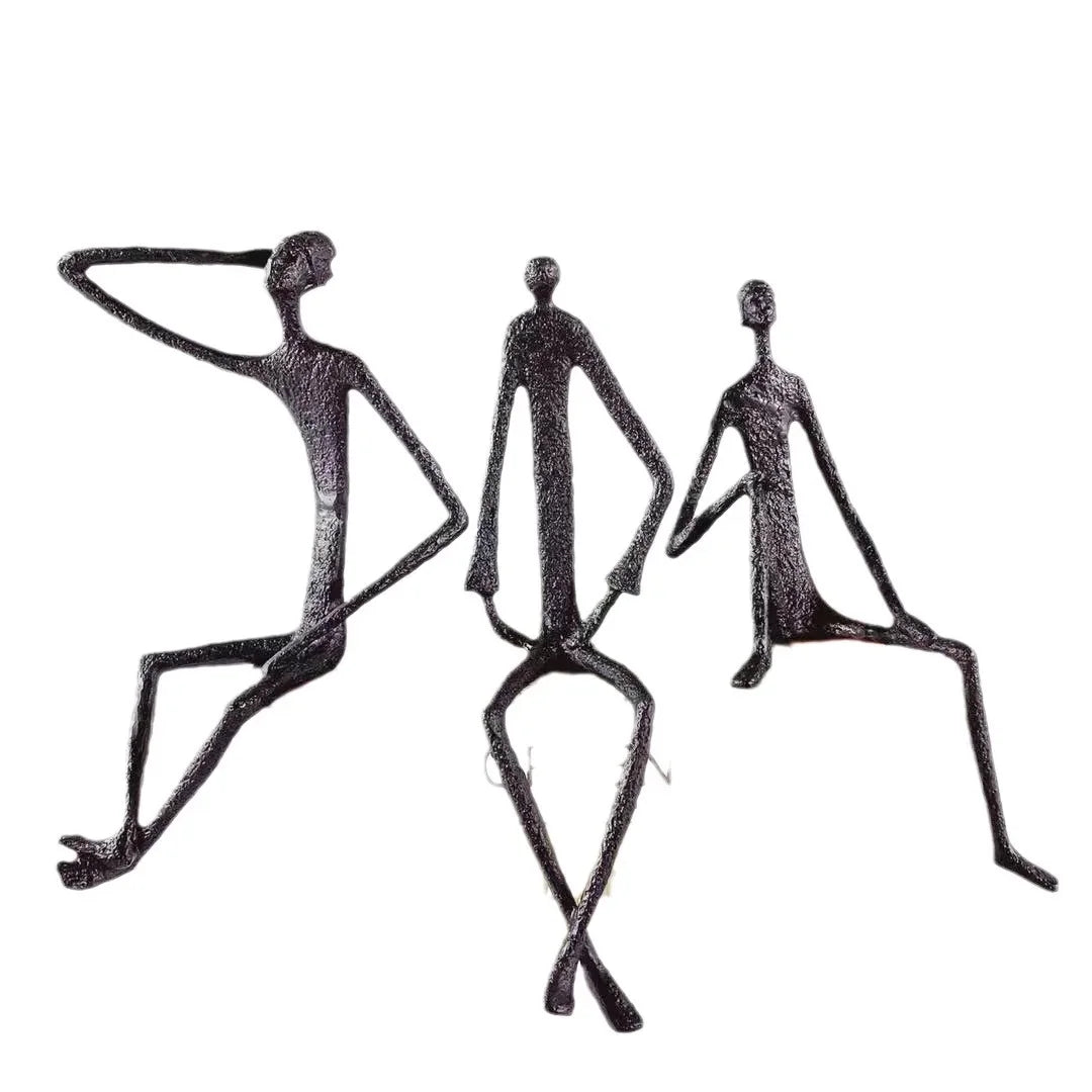 Modern Black Figure - Abstract Iron Sculpture, detail shot - House Of Avana