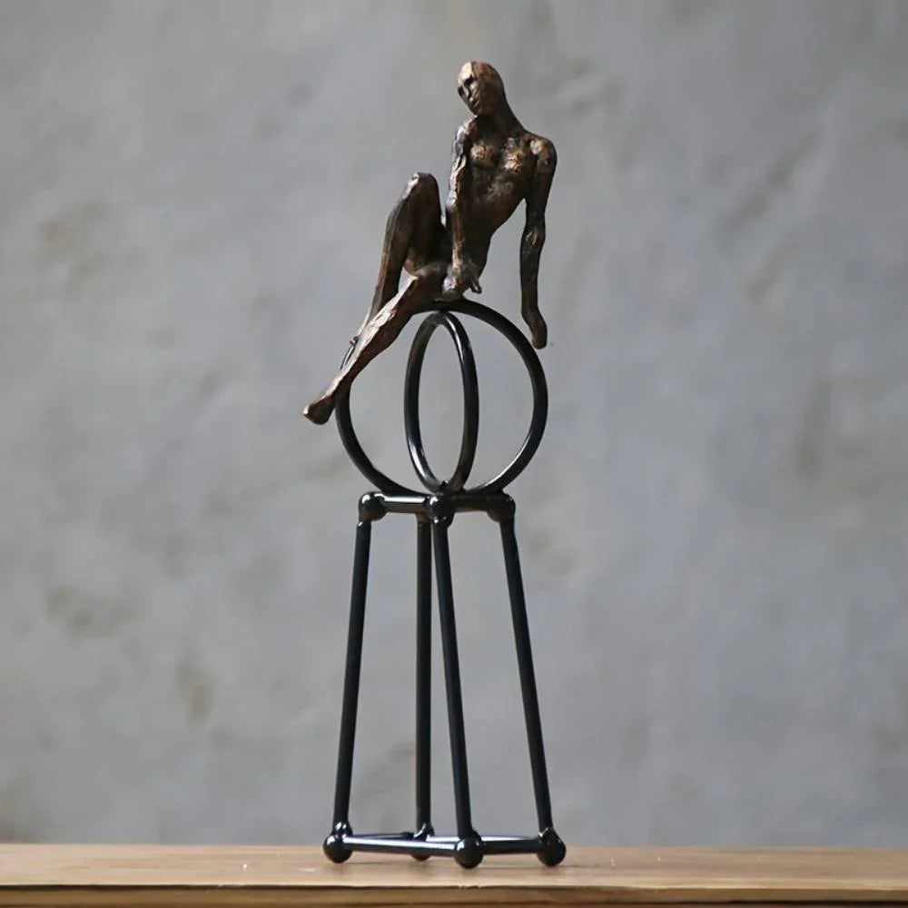 Modern Iron Sculpture - Abstract Figure Black, front view - House Of Avana