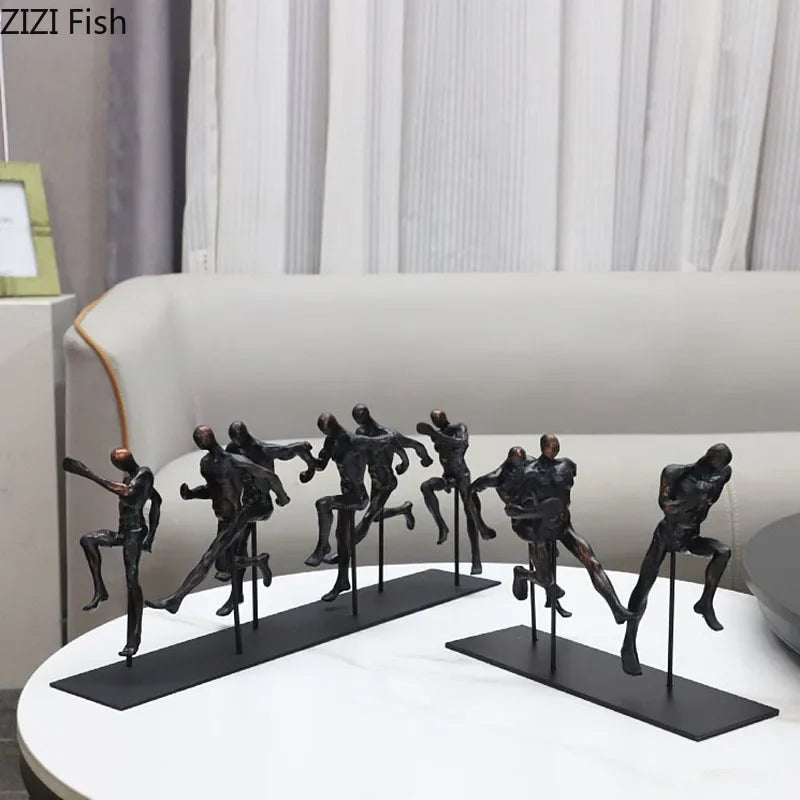 Black Cast Iron Running Figures Sculpture Desk Decoration Crafts Ornaments Abstract Characters Statue... - House Of Avana
