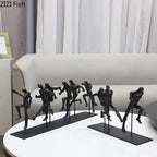 Black Cast Iron Running Figures Sculpture Desk Decoration Crafts Ornaments Abstract Characters Statue... - House Of Avana