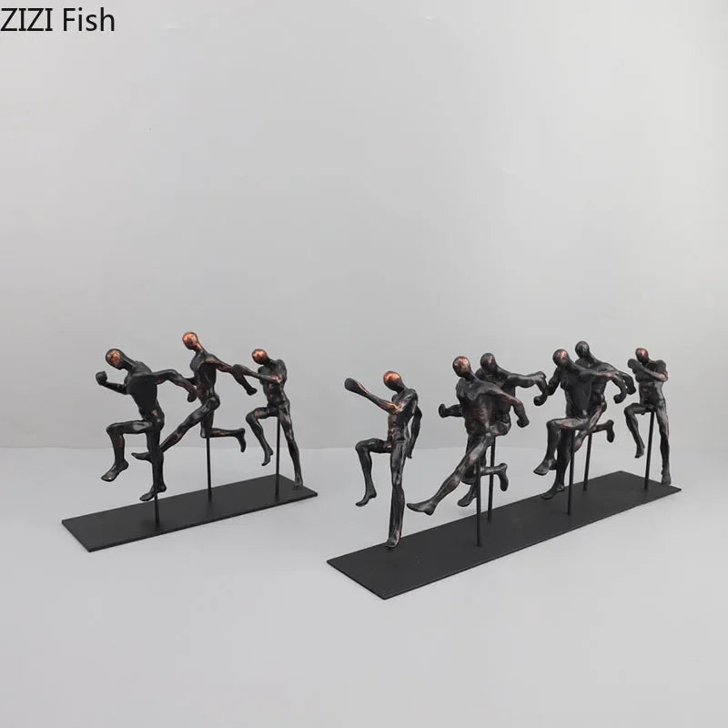 Black Cast Iron Running Figures Sculpture Desk Decoration Crafts Ornaments Abstract Characters Statue... - House Of Avana