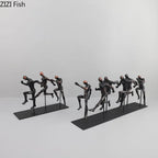 Black Cast Iron Running Figures Sculpture Desk Decoration Crafts Ornaments Abstract Characters Statue... - House Of Avana