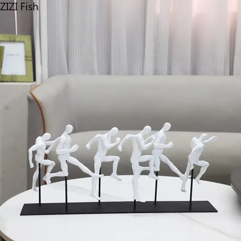 Black Cast Iron Running Figures Sculpture Desk Decoration Crafts Ornaments Abstract Characters Statue... - House Of Avana