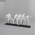 Black Cast Iron Running Figures Sculpture Desk Decoration Crafts Ornaments Abstract Characters Statue... - House Of Avana