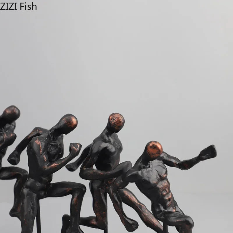 Black Cast Iron Running Figures Sculpture Desk Decoration Crafts Ornaments Abstract Characters Statue... - House Of Avana