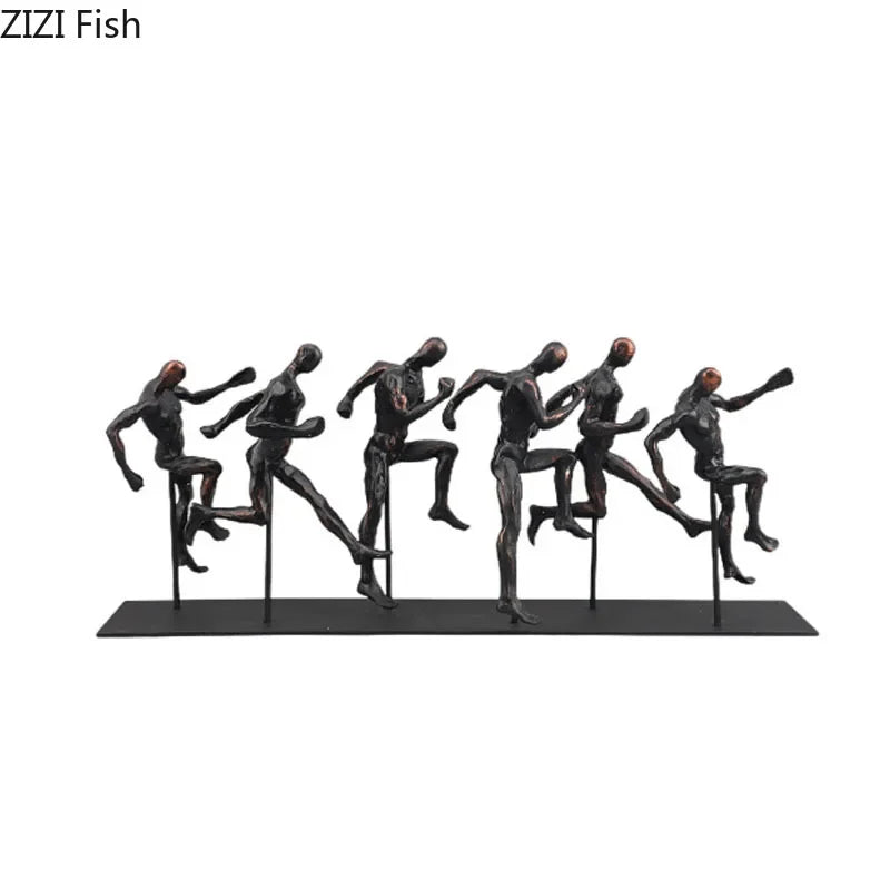 Black Cast Iron Running Figures Sculpture Desk Decoration Crafts Ornaments Abstract Characters Statue... - House Of Avana