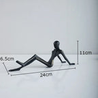 Black Cast Iron Crafts Seated Figures Statue Room Aesthetics Decor Ornaments Abstract Character Metal... - House Of Avana