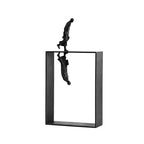 Modern Abstract Statue - Black Metal Framed Figures, angled view - House Of Avana