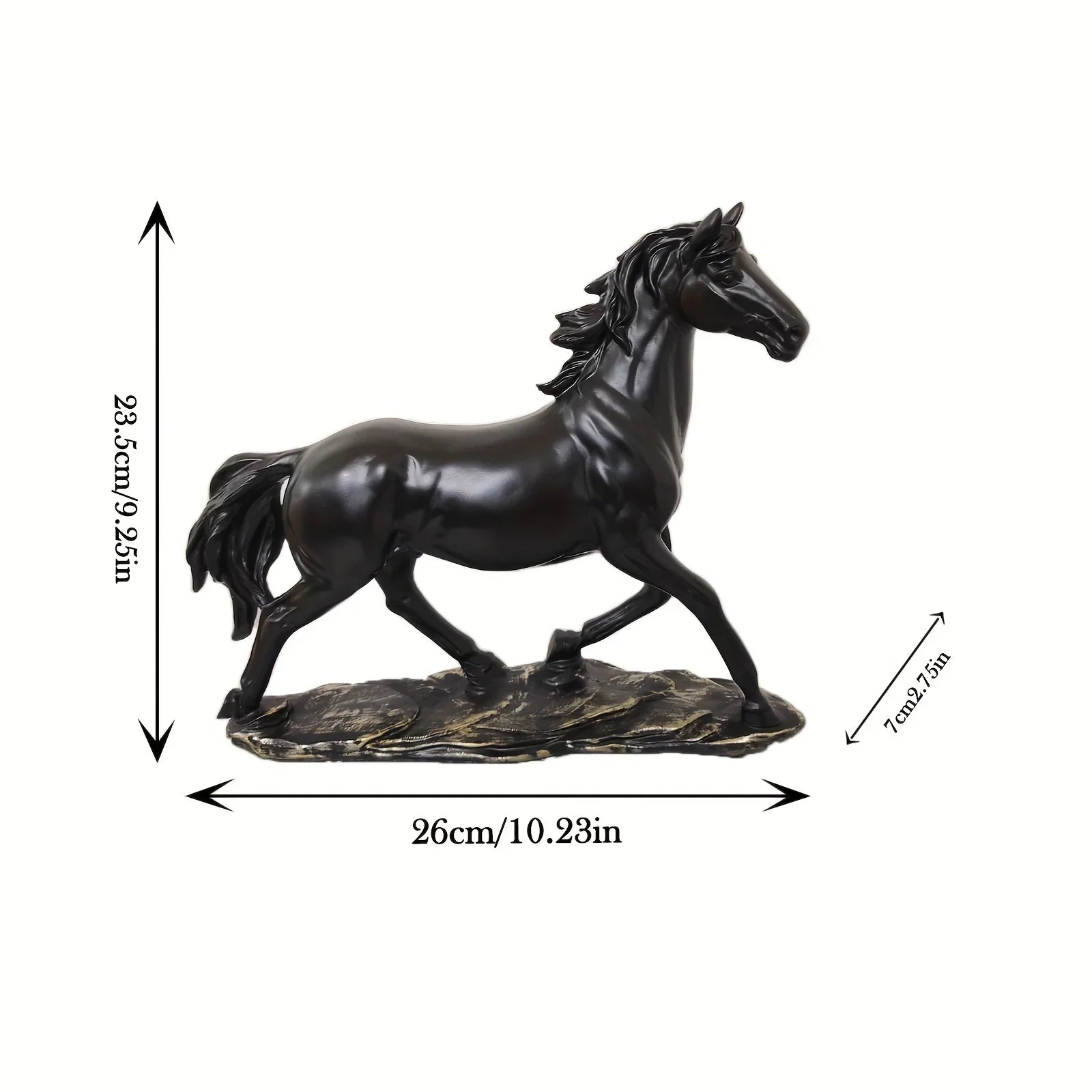 Abstract Horse Statue - Modern Black Sculpture, detail shot - House Of Avana