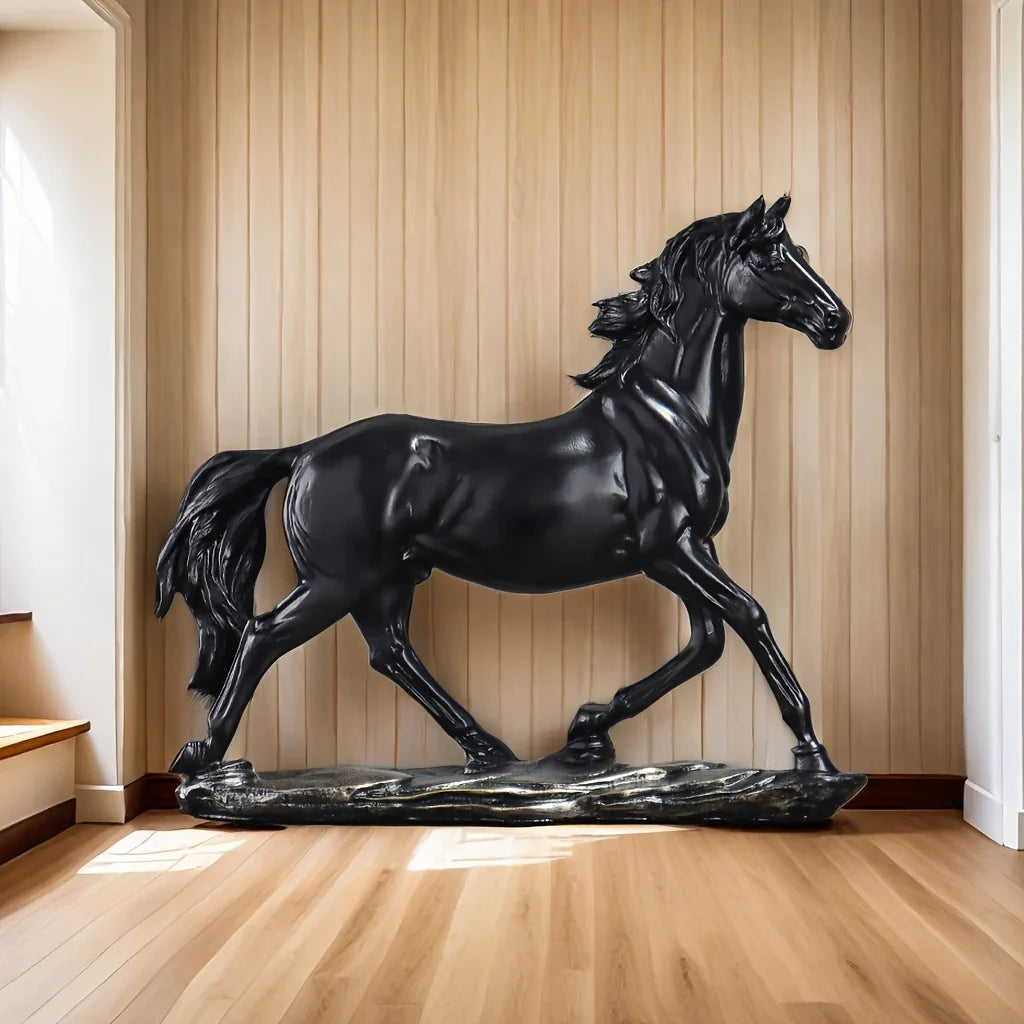 Abstract Horse Statue - Modern Black Sculpture, top view - House Of Avana