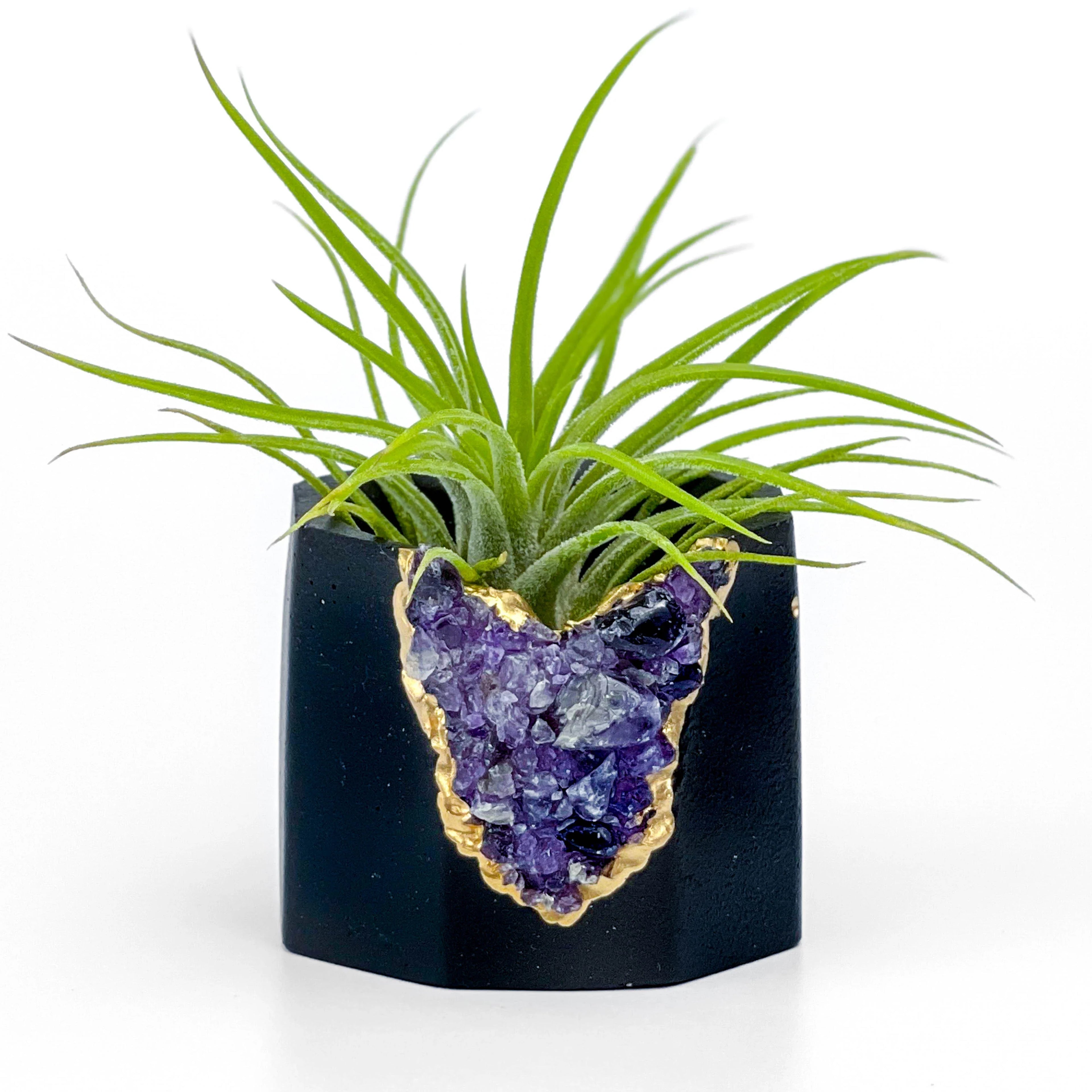 Black AMETHYST GEODE PLANTER AURA 8 HOME
