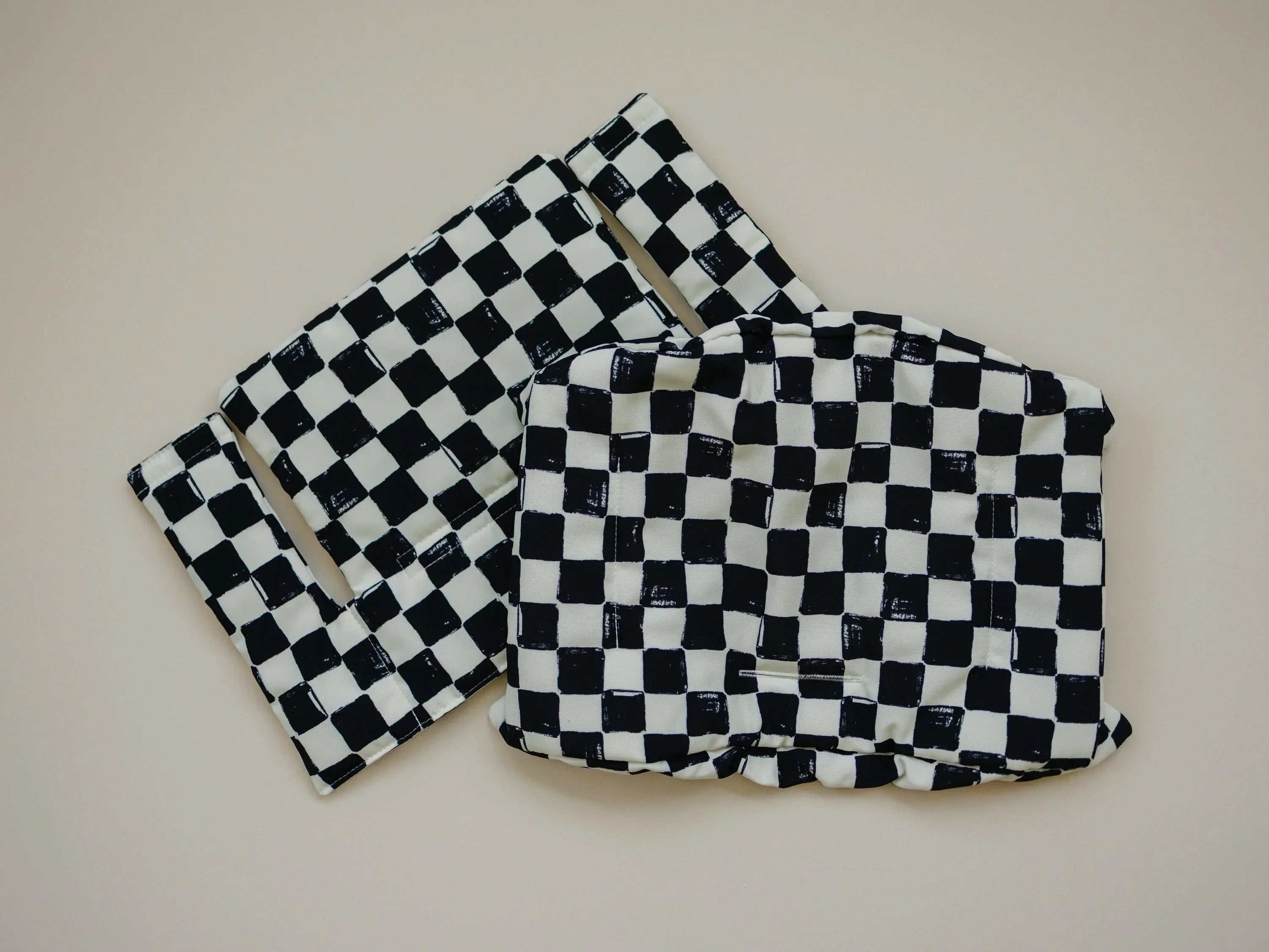 Black & White Checkered Highchair Cushion - Wipeable Stokke Tripp Trapp Cover