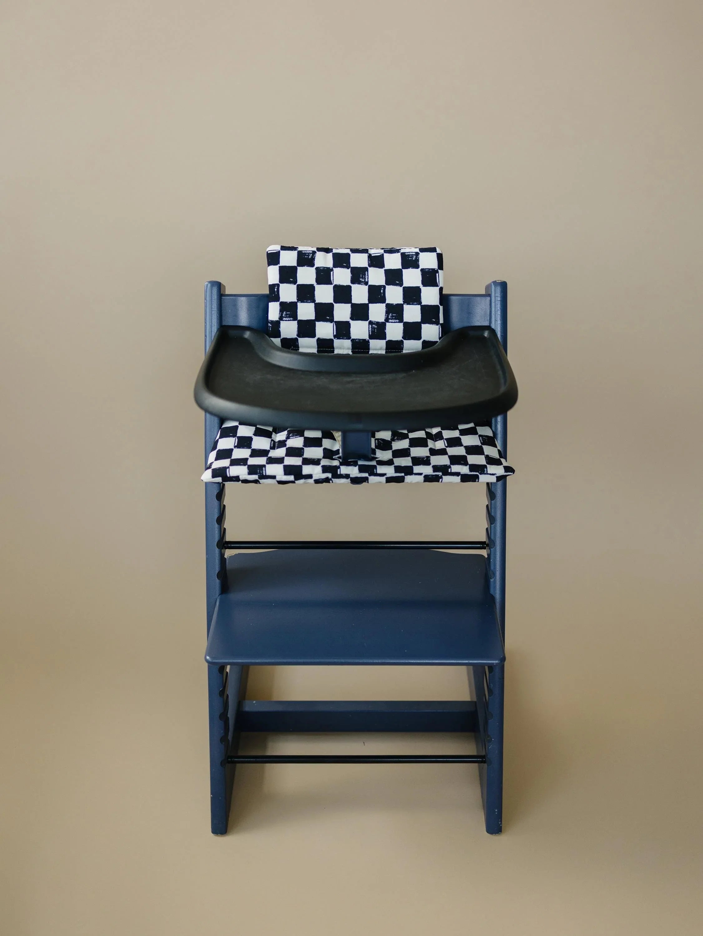 Black & White Checkered Highchair Cushion - Wipeable Stokke Tripp Trapp Cover