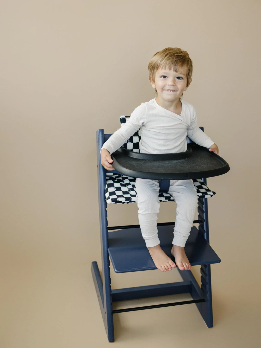Black & White Checkered Highchair Cushion - Wipeable Stokke Tripp Trapp Cover
