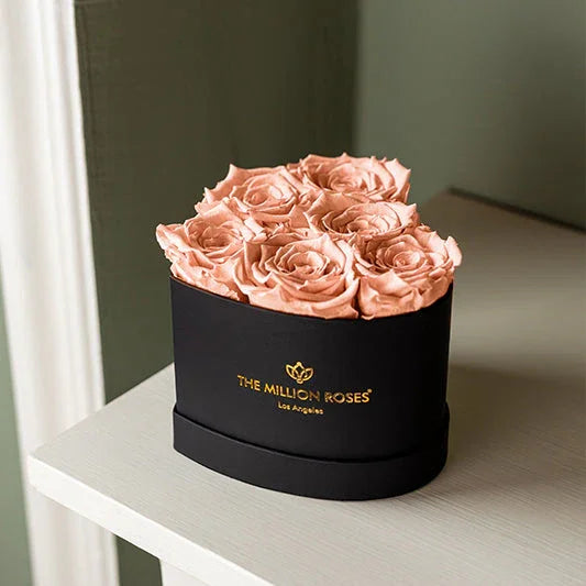 Baby Heart Black Box | Peach Roses, front view - House Of Avana