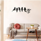 Black birds silhouette against white background, metal wall art decor - House of Avana