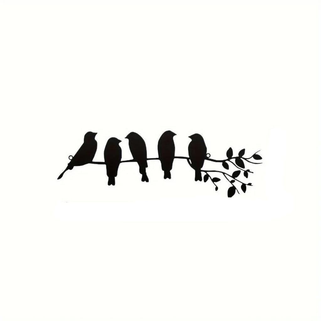Black birds silhouette against white background, metal wall art decor - House of Avana