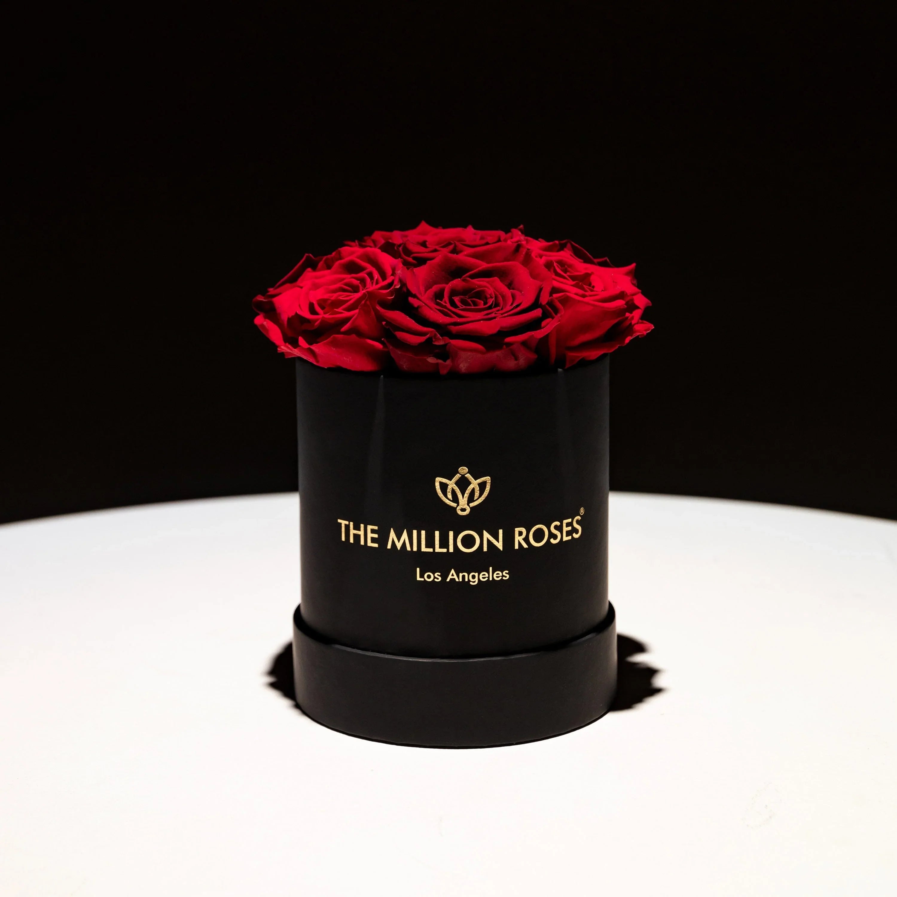 Black box with magenta and burgundy roses, velvet flowers arrangement - House of Avana