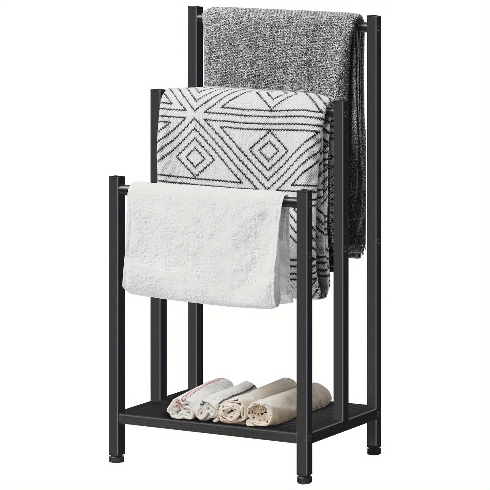 Black, Greige and Black, Rustic Brown and Black, Free Standing Towel Rack, Tier Blanket Rack, Blanket... - House Of Avana