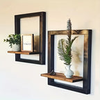 Reclaimed Wood Wall Shelf Set - Black & Brown (set of 4), detail shot - House Of Avana