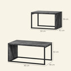Coffee Tables Nesting Table Set of Side Table W/ Metal Frame for Living Room Bedroom Black & Brown - House Of Avana
