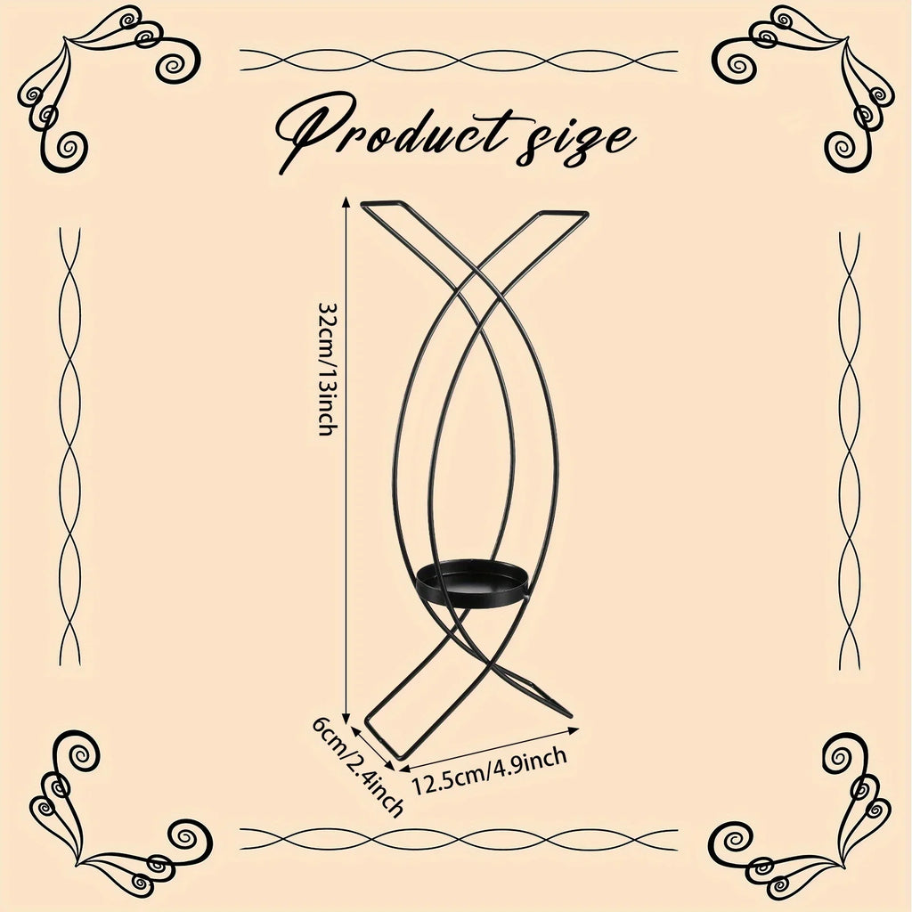 S Wall Mounted Black Metal Wrought Iron Candle Holder, Candle Wall Lamp Set, Wall Candle Holder Wall... - House Of Avana