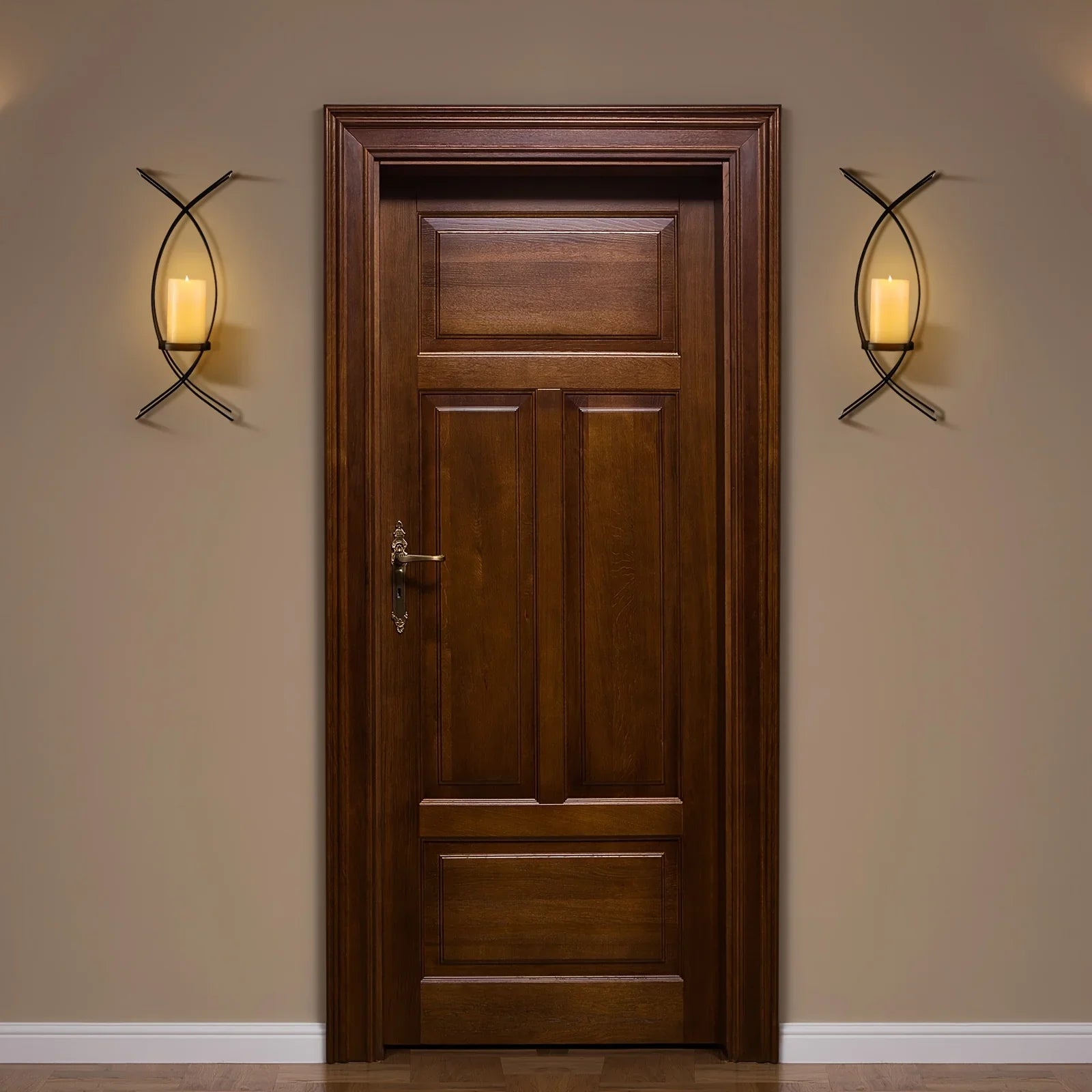 S Wall Mounted Black Metal Wrought Iron Candle Holder, Candle Wall Lamp Set, Wall Candle Holder Wall... - House Of Avana