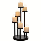 Elegant Black Candelabra Centerpiece - 5/6 Pillar Fireplace Candle Holders, Decorative Votive Holder for... - House Of Avana