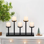 Elegant Black Candelabra Centerpiece - 5/6 Pillar Fireplace Candle Holders, Decorative Votive Holder for... - House Of Avana