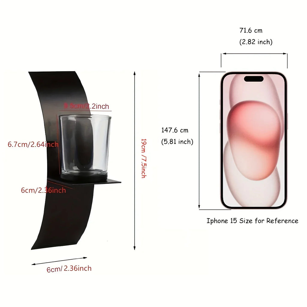 S, Wall Sconce Candle Holder, 3d Curved Wall Candle Holder, Black Iron Candle Holder, Wall Hanging... - House Of Avana