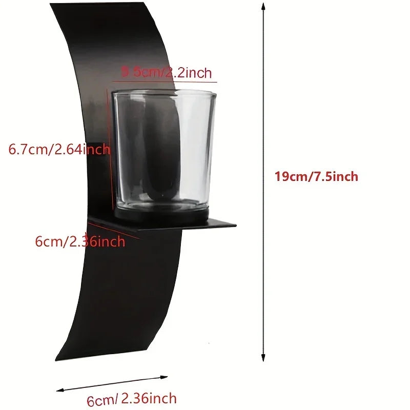 S, Wall Sconce Candle Holder, 3d Curved Wall Candle Holder, Black Iron Candle Holder, Wall Hanging... - House Of Avana