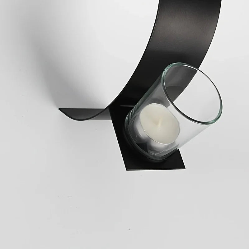 S, Wall Sconce Candle Holder, 3d Curved Wall Candle Holder, Black Iron Candle Holder, Wall Hanging... - House Of Avana