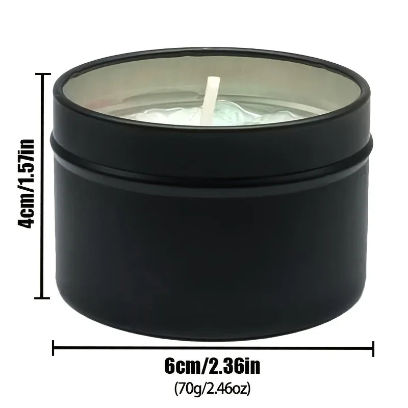 Soy Wax Candle in Black Metal Jar Long Burning, detail shot - House Of Avana